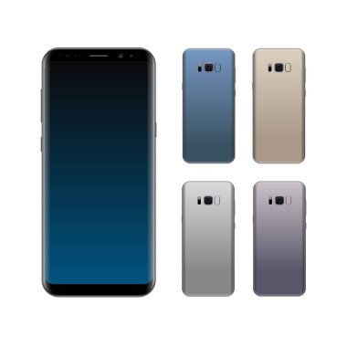 Farklı renkler ile Smartphone tasarım konsepti. Gerçekçi vecto