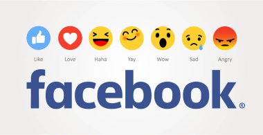 Bakü, Azerbaycan - 14 Nisan 2017: Facebook yeni düğmeler gibi. Emoji. Editoryal görüntü