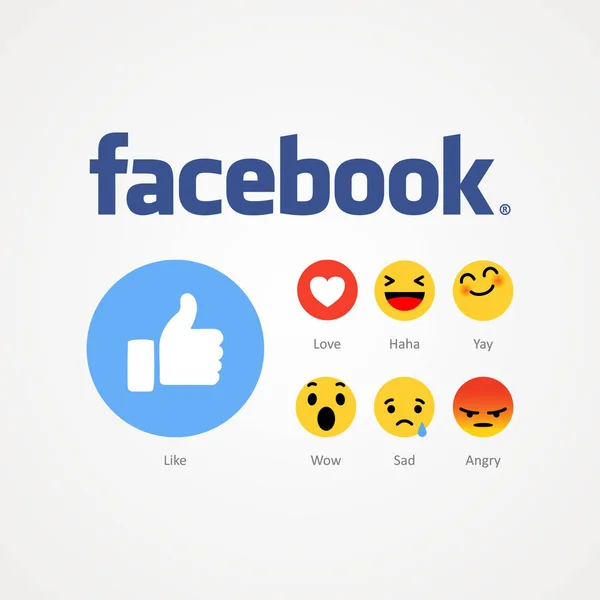 Baku, Azerbajdzjan - 14 April 2017: Facebook nya som knappar. Emoji. Redaktionell bild — Stock vektor