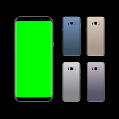 Farklı renkler ile Smartphone tasarım konsepti. Gerçekçi vektör çizim.