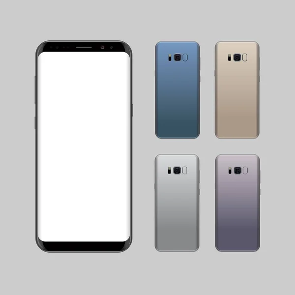 Smartphone designkoncept med olika färger. Realistisk vektorillustration. — Stock vektor