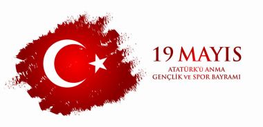 19 Mayıs Ataturk'u anma, genclik ve spor Bayramı. Türkçe Çeviri: Atatürk, gençlik ve spor günü 19 Mayıs anma.