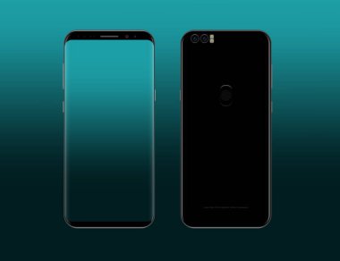 Çerçevesiz smartphone tasarım konsepti. Kenarlıksız akıllı telefon illüstrasyon. Kenarsız smartphone modeli gerçekçi vektör