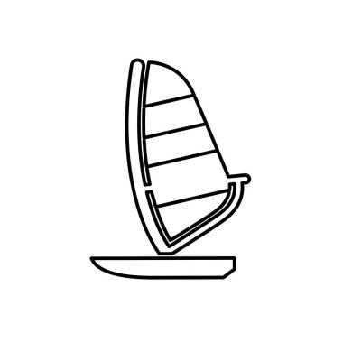 Yelkenli tekne simgesi. Plaj ve tatil simge vektör çizim