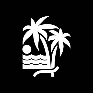 Palmiye ağaçları simgesi. Plaj sandalye ve tatil simge vektör illustrati