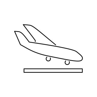 Uçak simgesi basit düz vektör çizim açılış varış