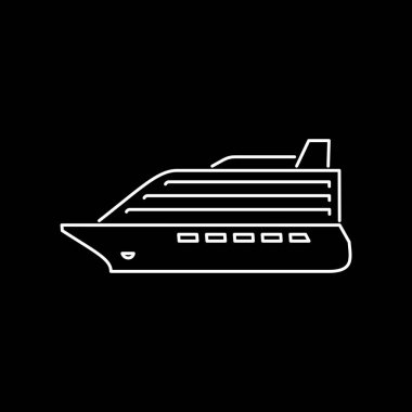 Cruise liner simgesi basit düz vektör çizim