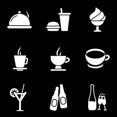 Akşam yemeği Icon set. Gıda simgeler basit düz stil vektör çizim