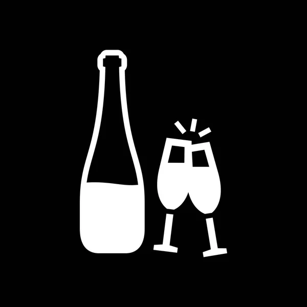 Botella de vino con copas icono de estilo plano simple vector de ilustración — Archivo Imágenes Vectoriales