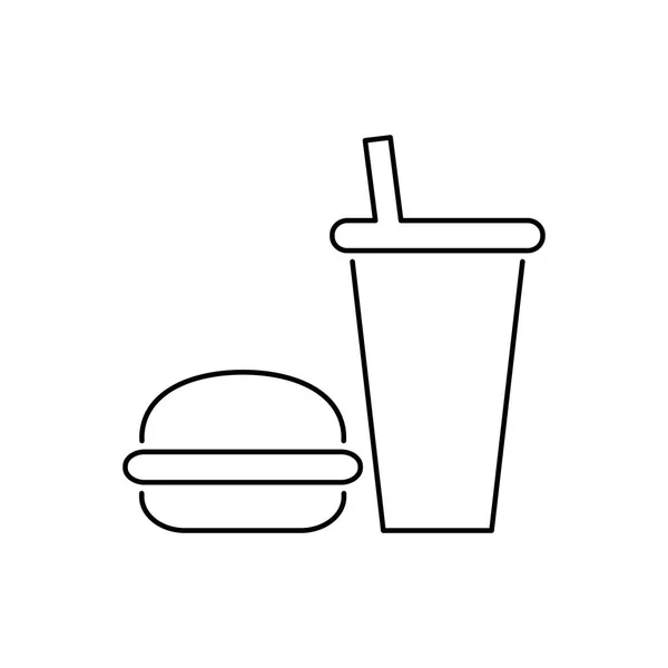 Εικονογράφηση φορέα απλή επίπεδη στυλ εικονίδιο burger και ποτό — Διανυσματικό Αρχείο