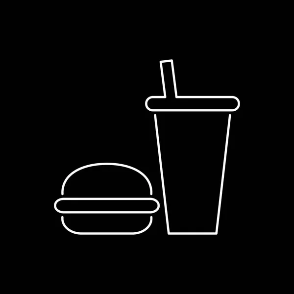 Icono de hamburguesa y bebida ilustración simple vector de estilo plano — Vector de stock