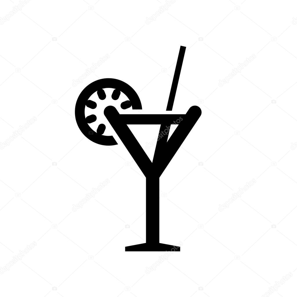 Cocktail glass icon simple flat style vector illustration