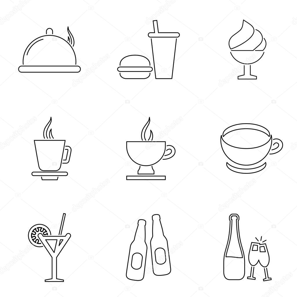 Dinner icon set. Food icons simple flat style vector illustration