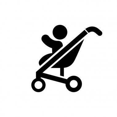 Bebek arabası simgesi basit düz stil vektör çizim.