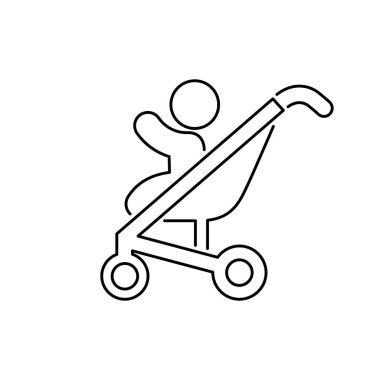 Bebek arabası simgesi basit düz stil vektör çizim.