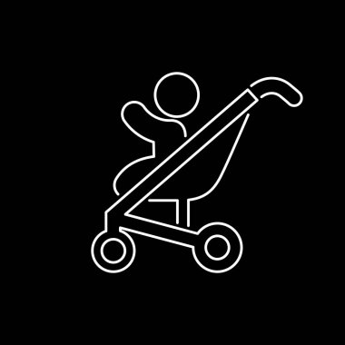 Bebek arabası simgesi basit düz stil vektör çizim.