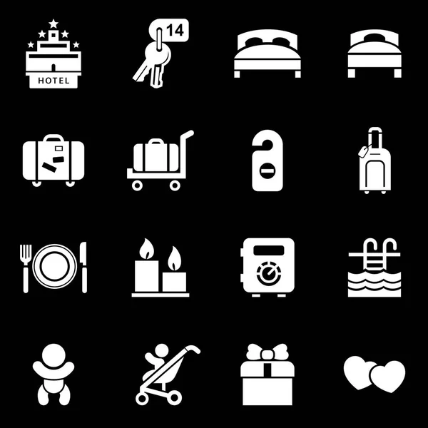 Icono del hotel conjunto de ilustración de vector de estilo plano simple . — Vector de stock