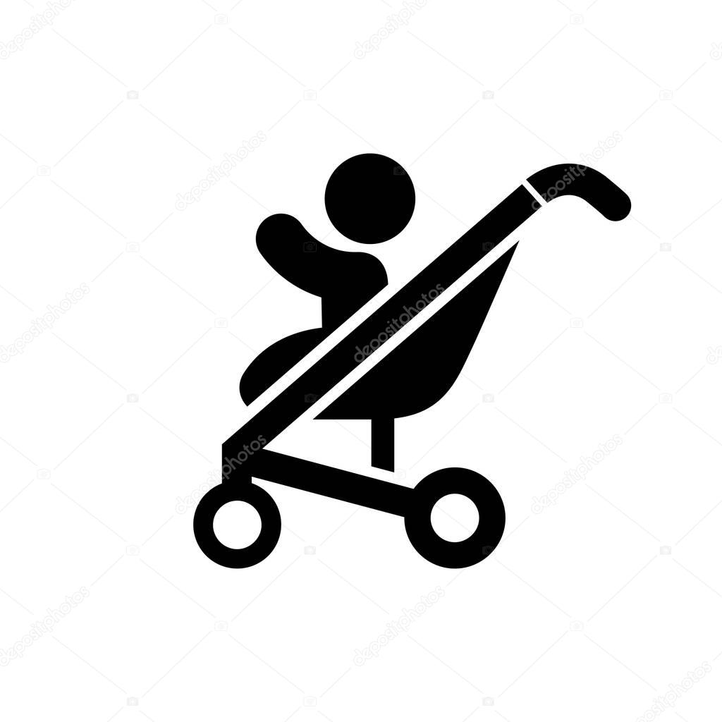 Baby pram icon simple flat style vector illustration.