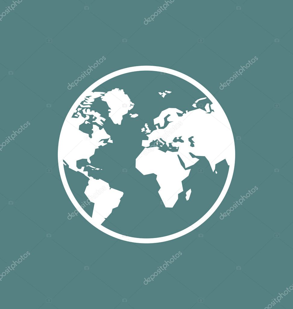 Earth icon / sign in flat style isolated. Earth globe symbol