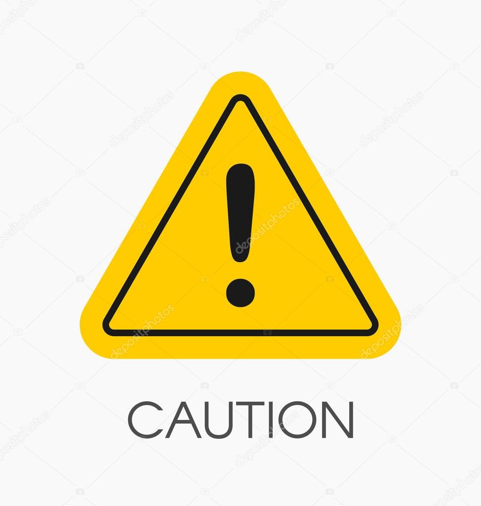 Caution icon / sign in flat style isolated. Warning symbol