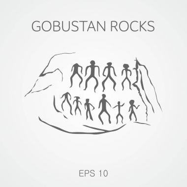 Rock sanat kültürel peyzaj Azerbaycan. Qobustan