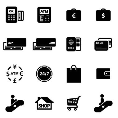 Düz vektör çizim para ve Finans Icon set