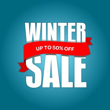 Kış satış rozet, etiket, promosyon afiş şablon. %50 Off kadar d
