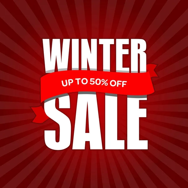 Winter verkoop badge, label, promo-sjabloon voor spandoek. Tot 50% korting op d — Stockvector