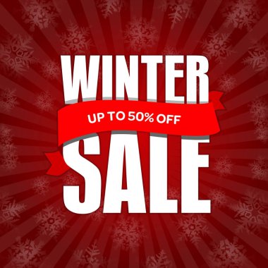 Kış satış rozet, etiket, promosyon afiş şablon. % 50 indirimli satış teklif kapalı. 