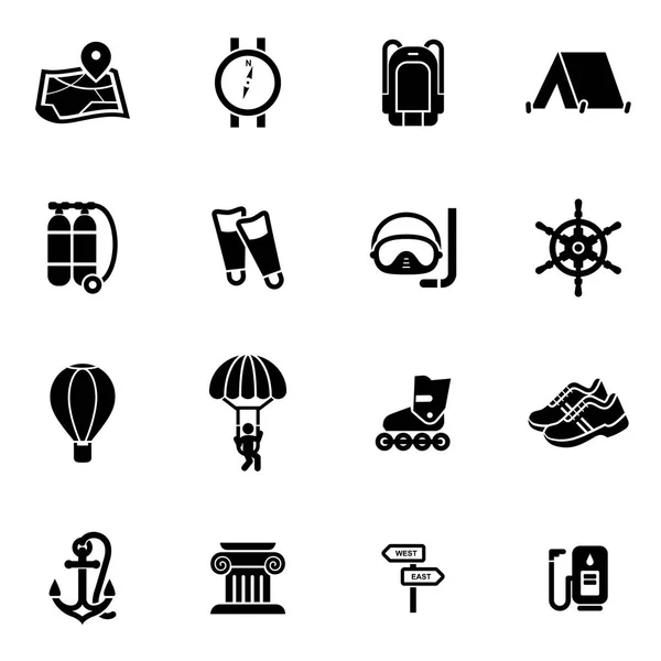 Ilustracja wektorowa zestaw ikon podróży i rozrywki — Wektor stockowy