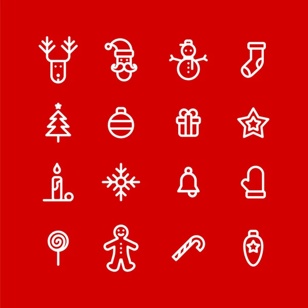 Christmas icons set simple flat style vector illustration — Stock Vector