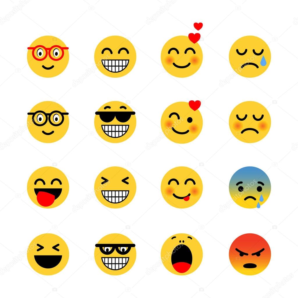 Set of emoticons. Expressions face icons simple flat illustration