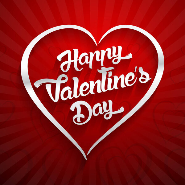 Happy Valentines Day handwritten lettering design text on color background