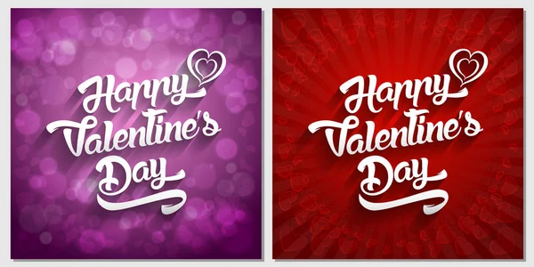 Happy Valentines Day handwritten lettering design text on color background. Valentine's day greeting card — Stock Vector