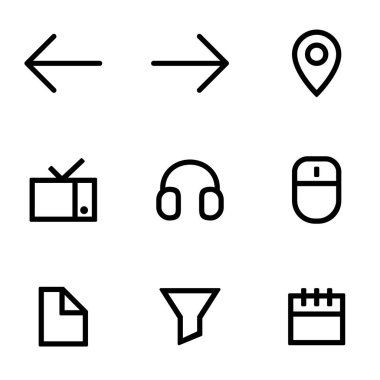 Basit düz stil kullanıcı arabirimi tasarımı için simge kümesi