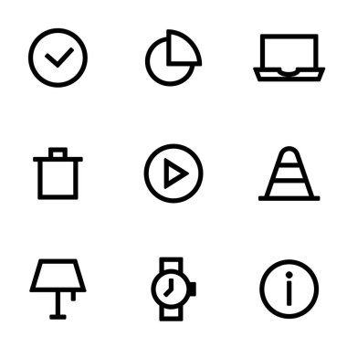 Basit düz stil kullanıcı arabirimi tasarımı için simge kümesi