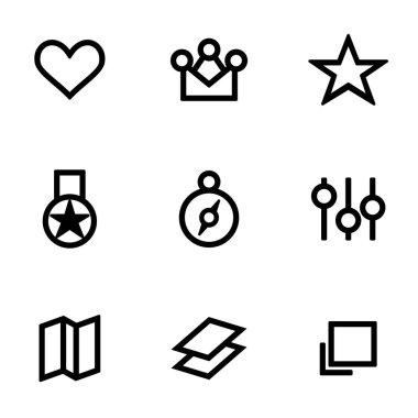 Basit düz stil kullanıcı arabirimi tasarımı için simge kümesi