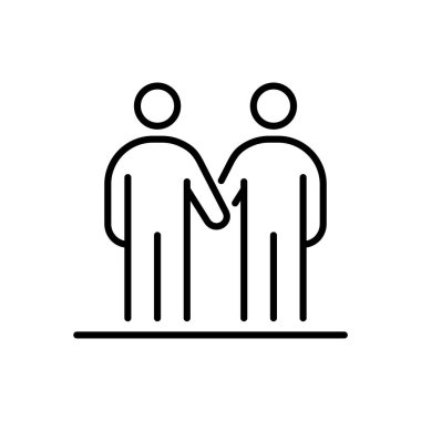 Arkadaş karşılıklı iş insanlar simge basit çizgi düz tasarlamak