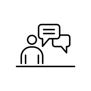 Konuşan adam iş insanlar simge basit çizgi düz tasarlamak