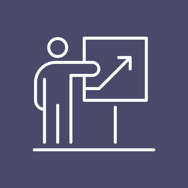 Presentatie business mensen pictogram eenvoudige lijn vlakke afbeelding — Stockvector