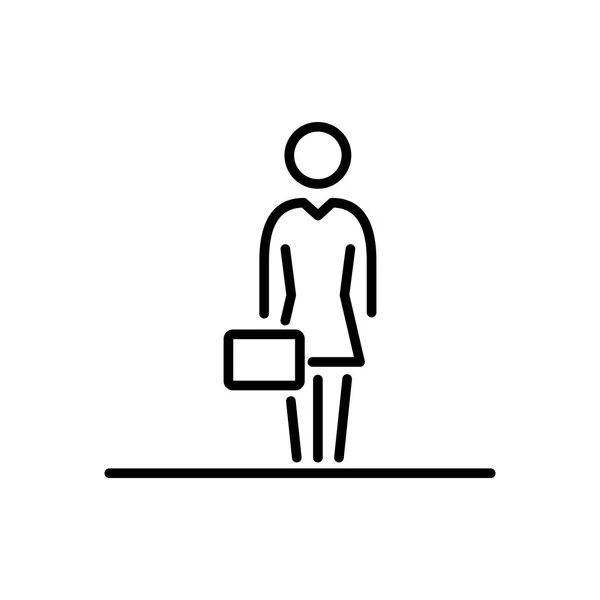 Business femme gens icône simple ligne plat illustration — Image vectorielle