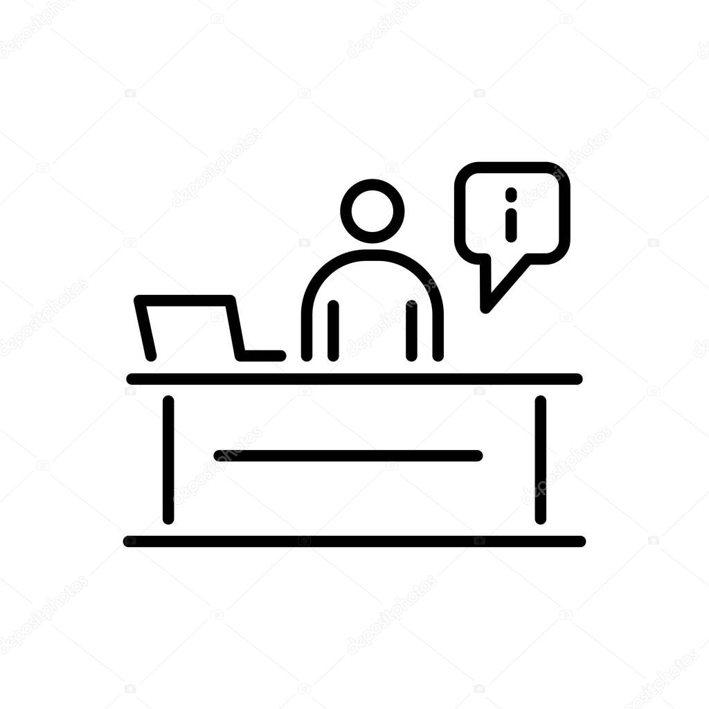Reception desk business people icon simple line flat illustration