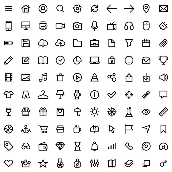 Set of icons for simple flat style ui design — Stock Vector