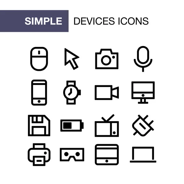 Conjunto de iconos de dispositivo para un diseño simple de ui de estilo plano — Vector de stock