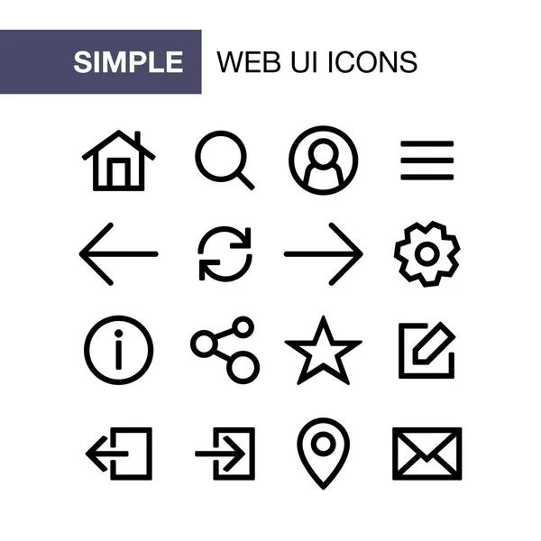 Conjunto de iconos de aplicaciones web y móviles para un diseño simple de ui de estilo plano — Vector de stock