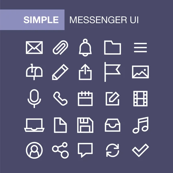 Conjunto de iconos de mensajero para un diseño de ui de estilo plano simple — Vector de stock