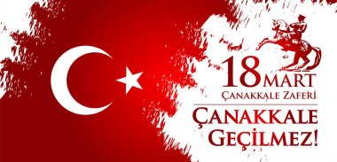 Canakkale zaferi 18 Mart. Translation: Turkish national holiday of March 18, 1915 day the Ottomans Canakkale Victory clipart