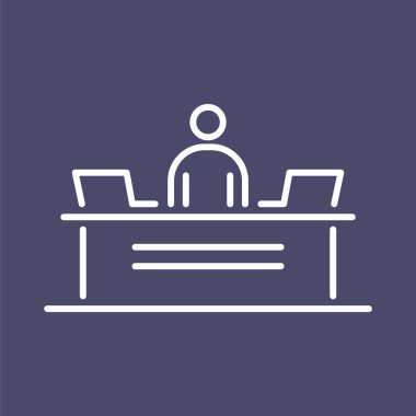 Resepsiyonda Güvenlik Danışma iş insanlar simge basit çizgi düz tasarlamak