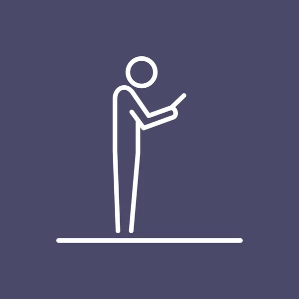 Adam akıllı telefon simgesi UI insanlar basit çizgi düz gösterimi kullanarak — Stok Vektör