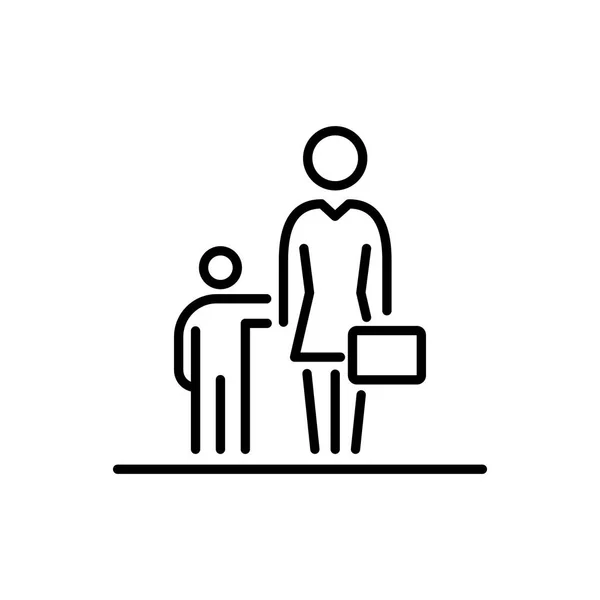 Mujer con niño icono ui personas simple línea plana ilustración — Vector de stock